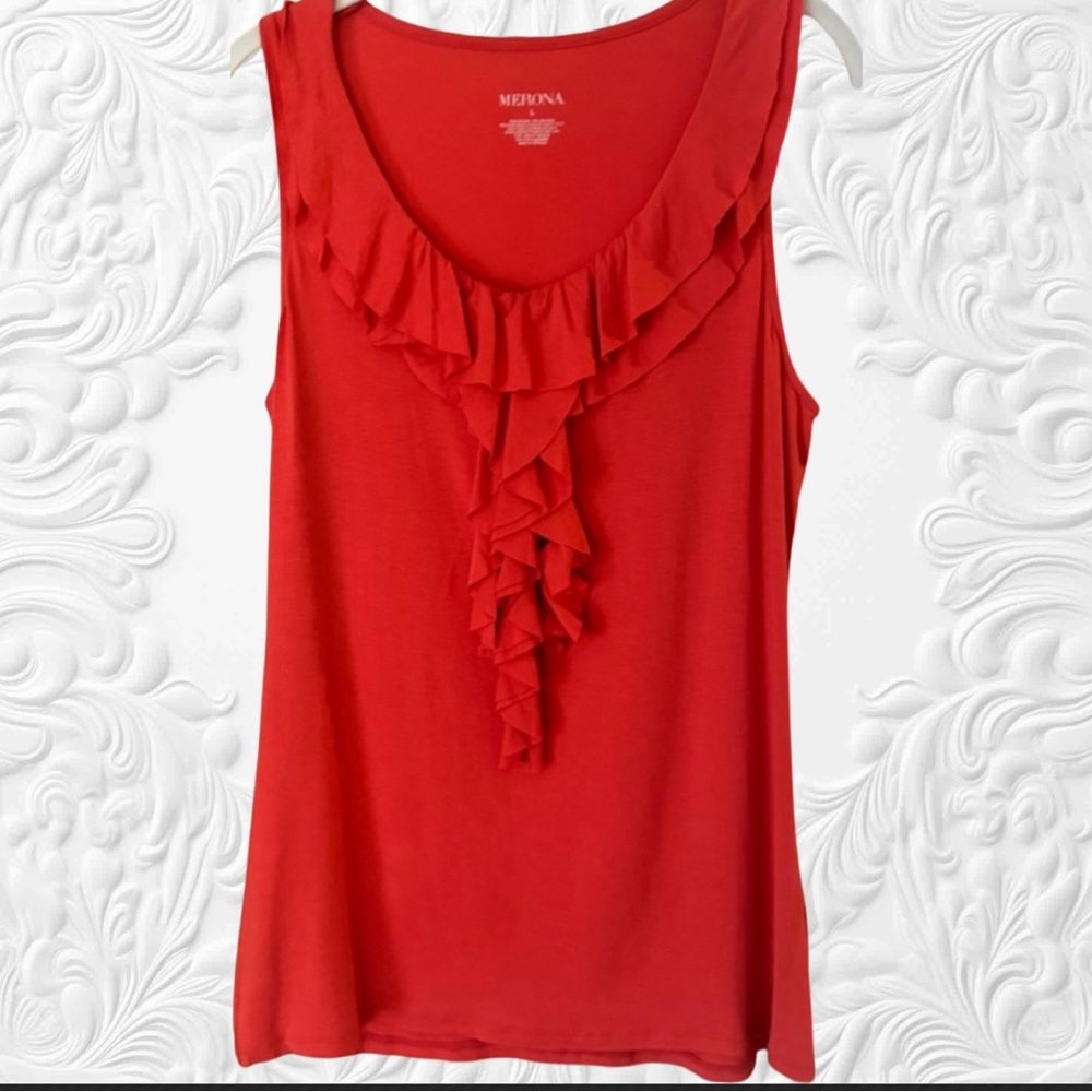 Merona ruffle detail tank top, blouse. Size L